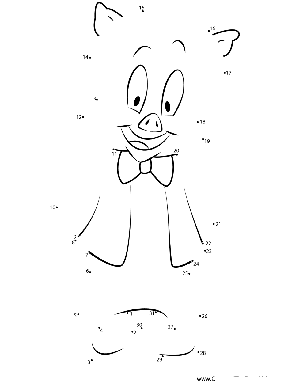 Porky-Pig-Animaniacs printable dot to dot worksheet