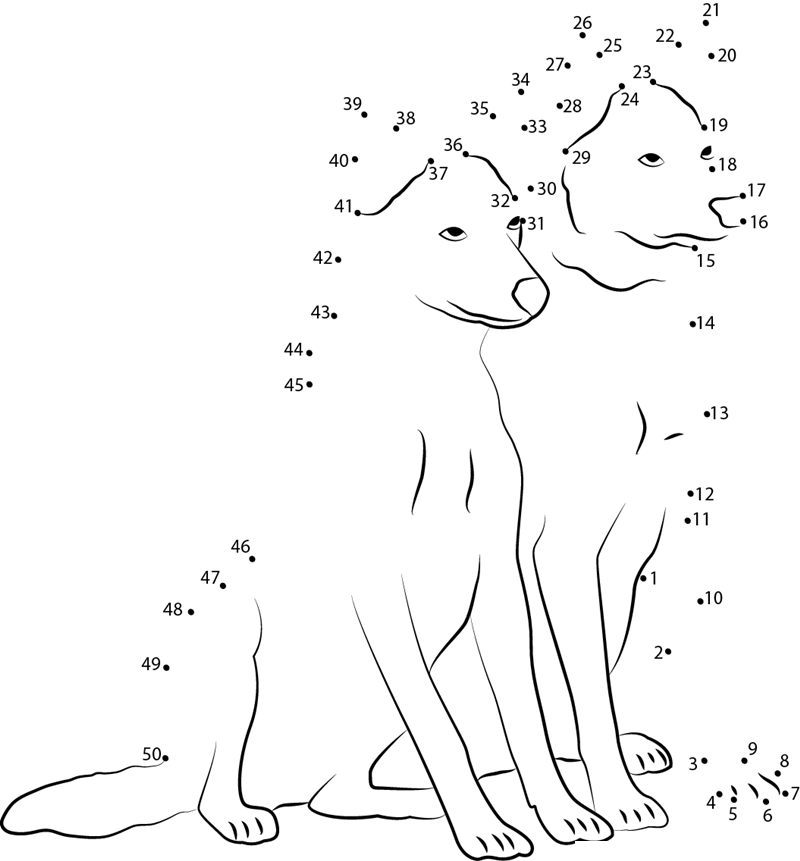 Two Dogs Together dot to dot worksheets