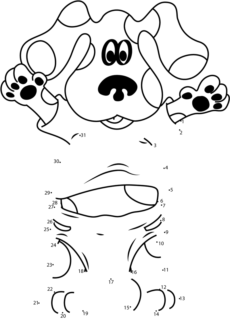 Blues-Clues-In-Rugrats-Tommy-Getup-Dot-To-Dot printable dot to dot worksheet