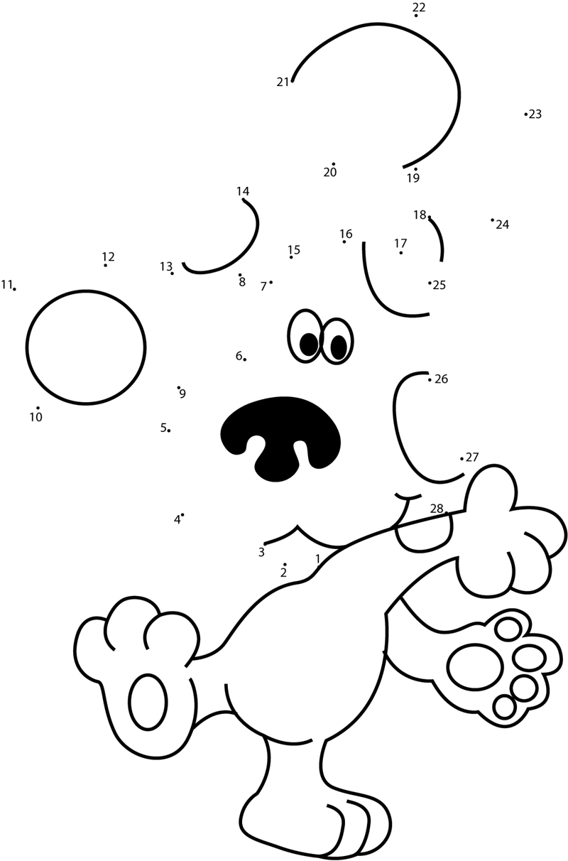 Blues-Clues-Paw-Up-Dot-To-Dot printable dot to dot worksheet