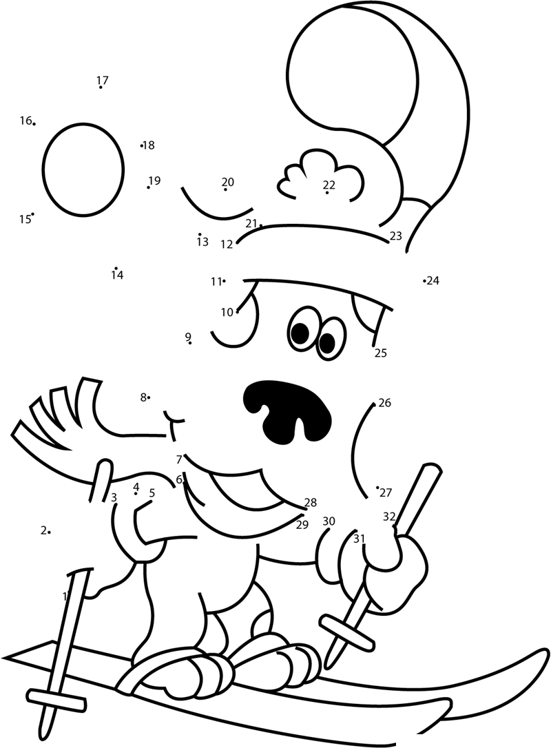 Blues-Clues-Skating-In-Winter-Dot-To-Dot printable dot to dot worksheet