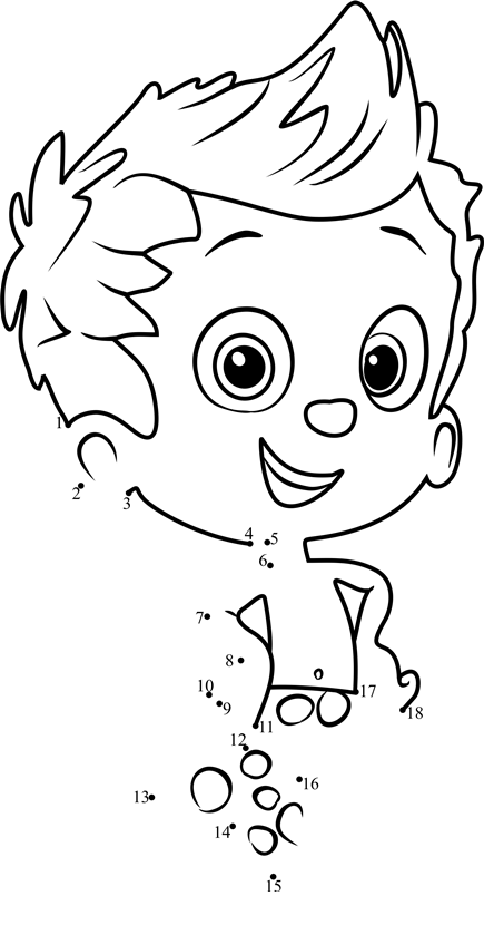 Gil-From-Bubble-Guppies-Dot-To-Dot printable dot to dot worksheet