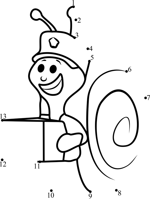 Mail-Carrier-Snail-From-Bubble-Guppies-Dot-To-Dot printable dot to dot worksheet