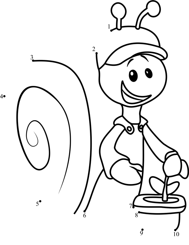 Snail-From-Bubble-Guppies-Dot-To-Dot printable dot to dot worksheet