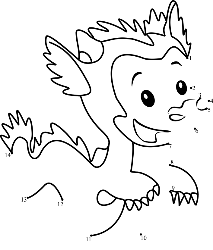 The-Dragon-Puppy-From-Bubble-Guppies-Dot-To-Dot printable dot to dot worksheet