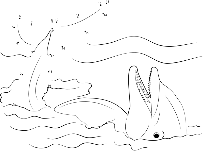 Lazy Dolphin printable dot to dot worksheet