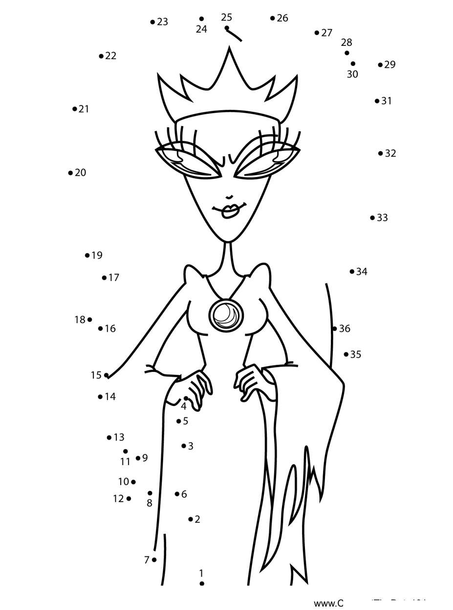 Black-Puddle-Queen-Courage-The-Cowardly-Dog printable dot to dot worksheet