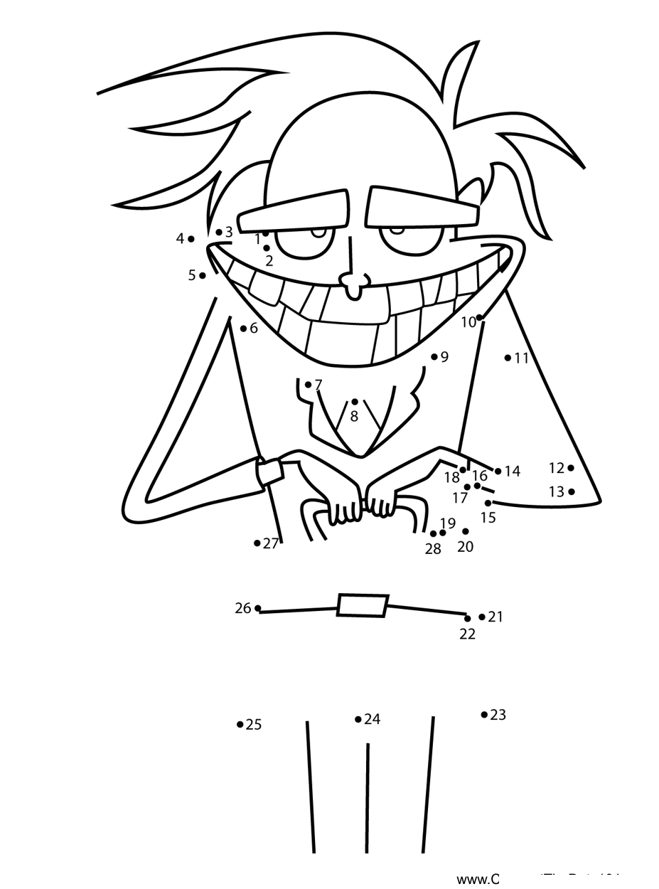 Fred-Courage-The-Cowardly-Dog printable dot to dot worksheet