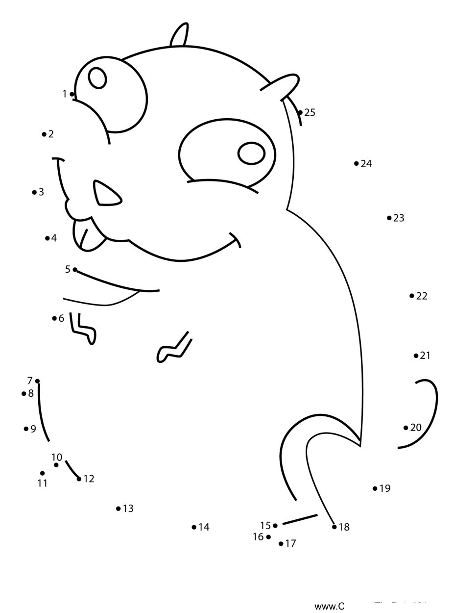 Hamster-Courage-The-Cowardly-Dog printable dot to dot worksheet