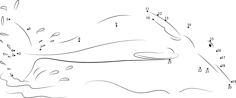 Pink Dolphin Jumping printable dot to dot worksheet
