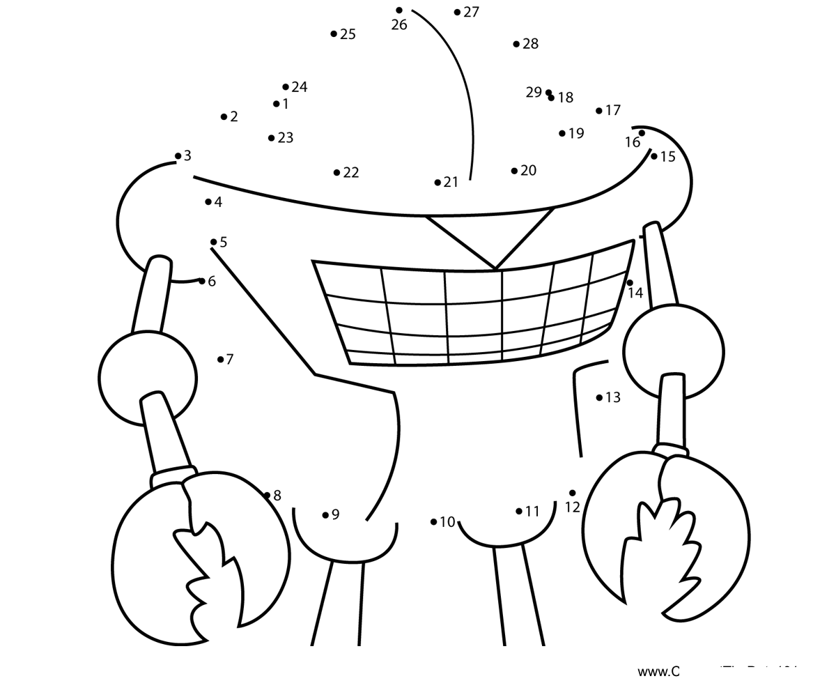 Robot-Randy-Courage-The-Cowardly-Dog printable dot to dot worksheet