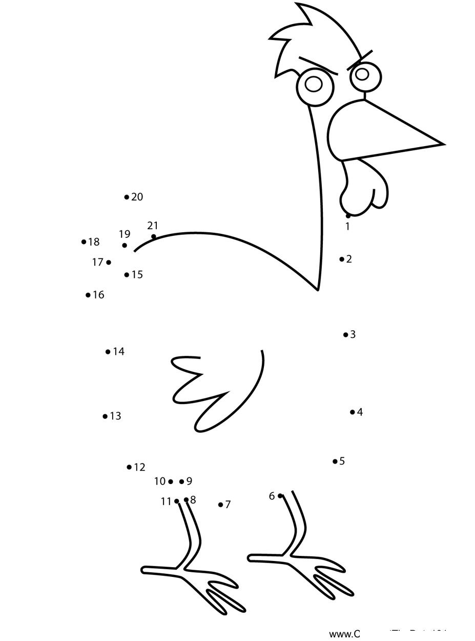 Space-Chicken-Courage-The-Cowardly-Dog printable dot to dot worksheet