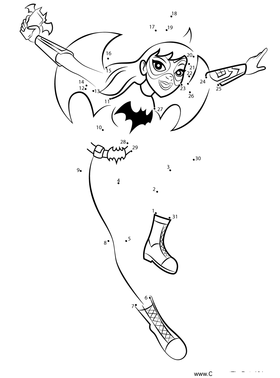 Batgirl-Dc-Super-Hero-Girls dot to dot worksheets