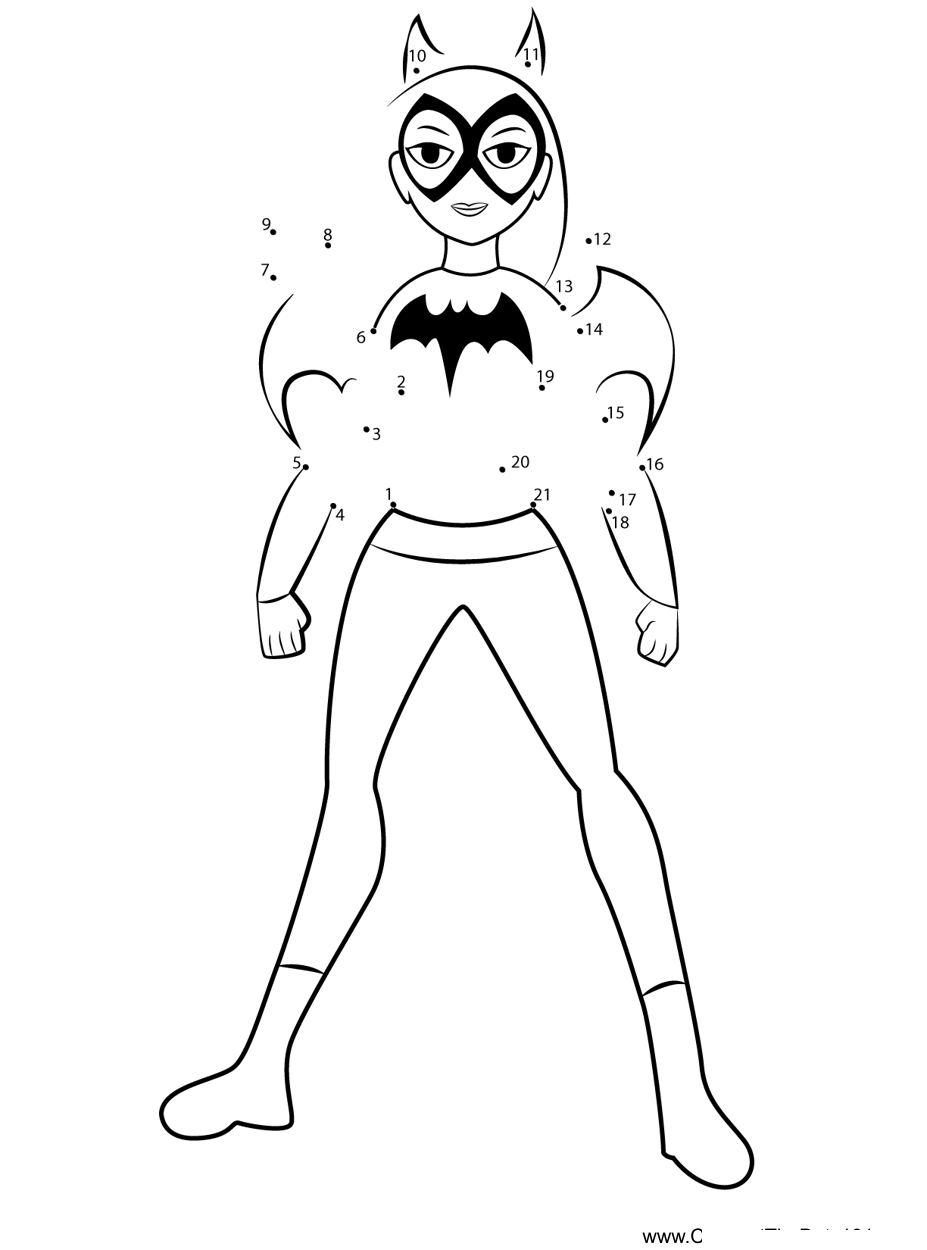 Batgirl-Standing-Dc-Super-Hero-Girls dot to dot worksheets