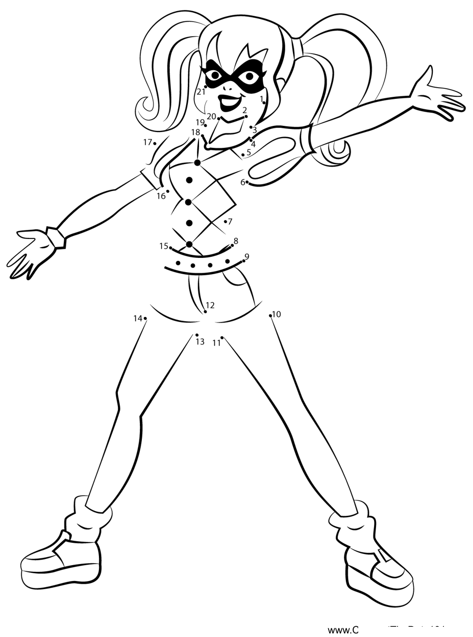 Harley-Quinn-Dc-Super-Hero-Girls dot to dot worksheets