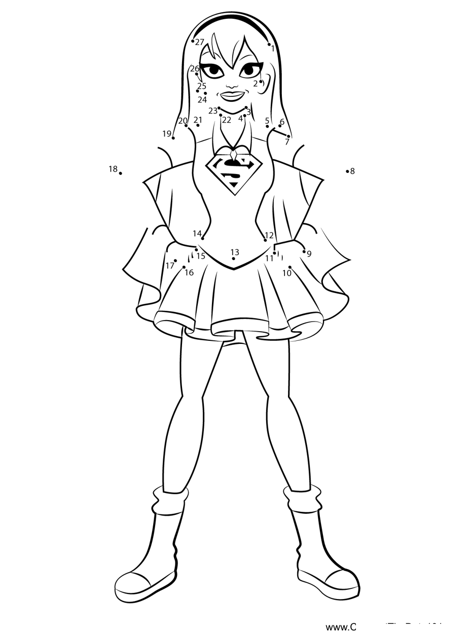 Supergirl-Dc-Super-Hero-Girls dot to dot worksheets