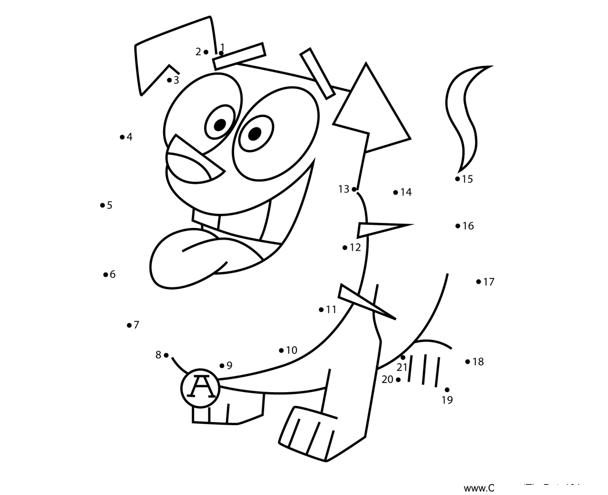 Cujo-Puppy-Danny-Phantom printable dot to dot worksheet