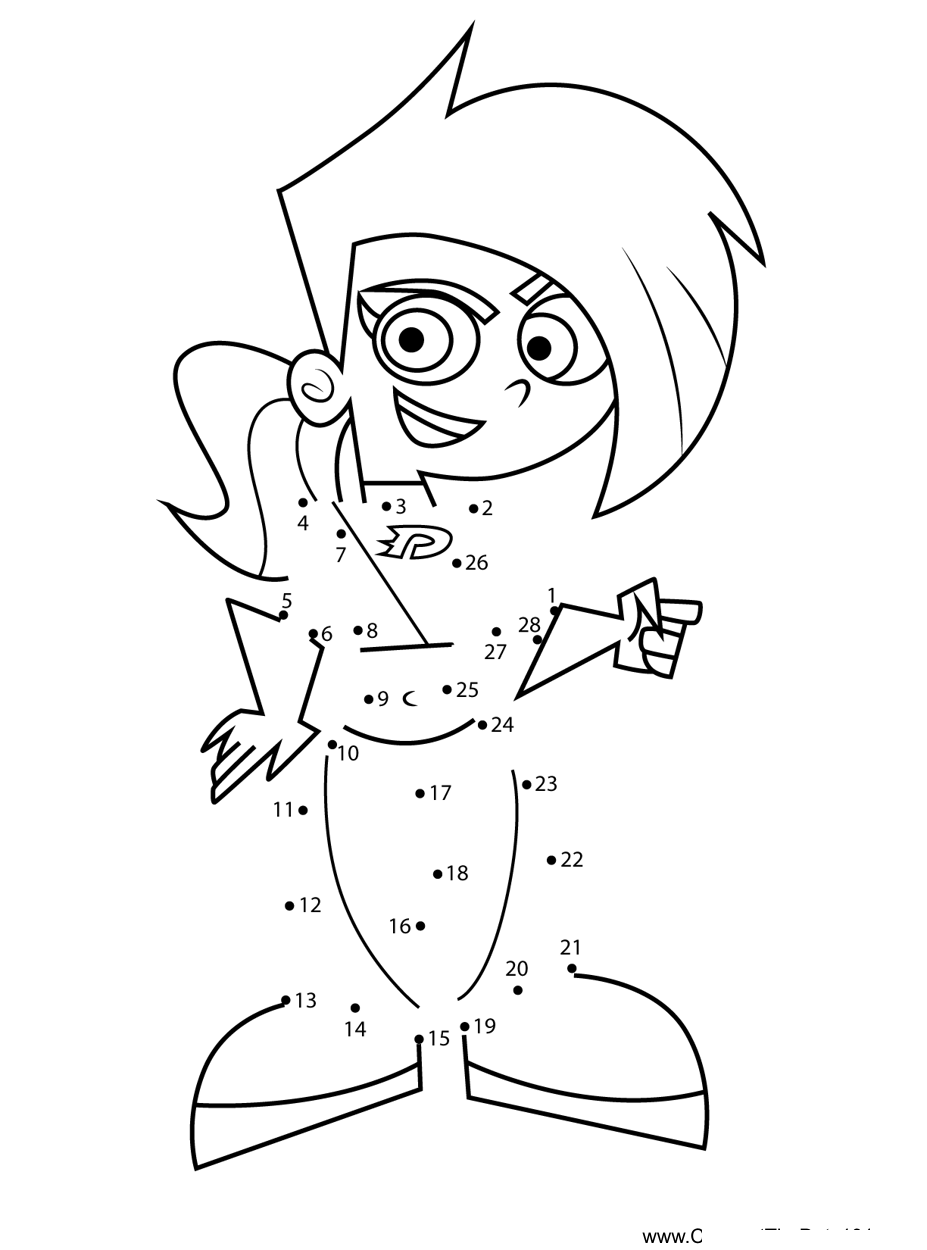 Dani-Phantom-Danny-Phantom printable dot to dot worksheet