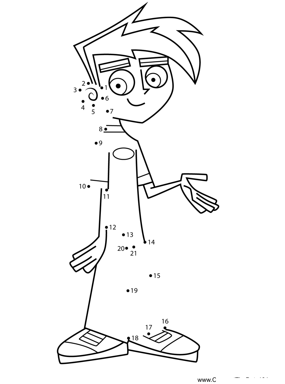 Danny-Fenton-Danny-Phantom dot to dot worksheets