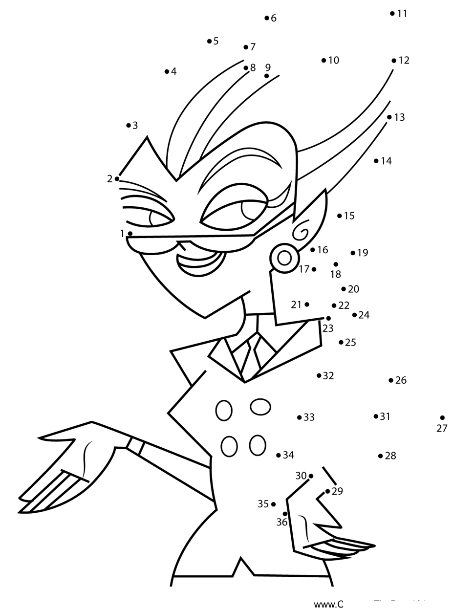 Penelope-Spectra-Human-Danny-Phantom printable dot to dot worksheet