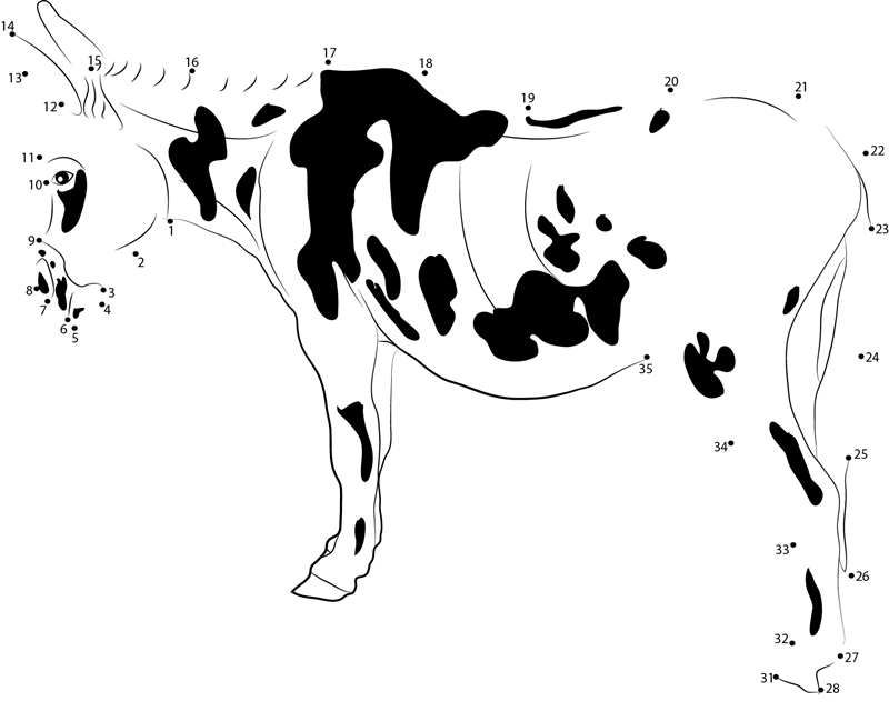 Black Spot Donkey printable dot to dot worksheet