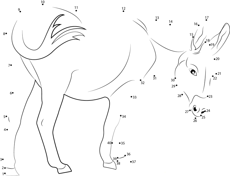 Cotentin Donkey printable dot to dot worksheet