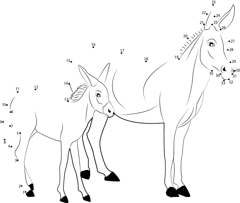 Donkey dot to dot worksheets