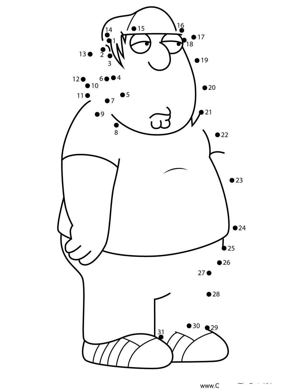 Chris-Griffin-Family-Guy dot to dot worksheets