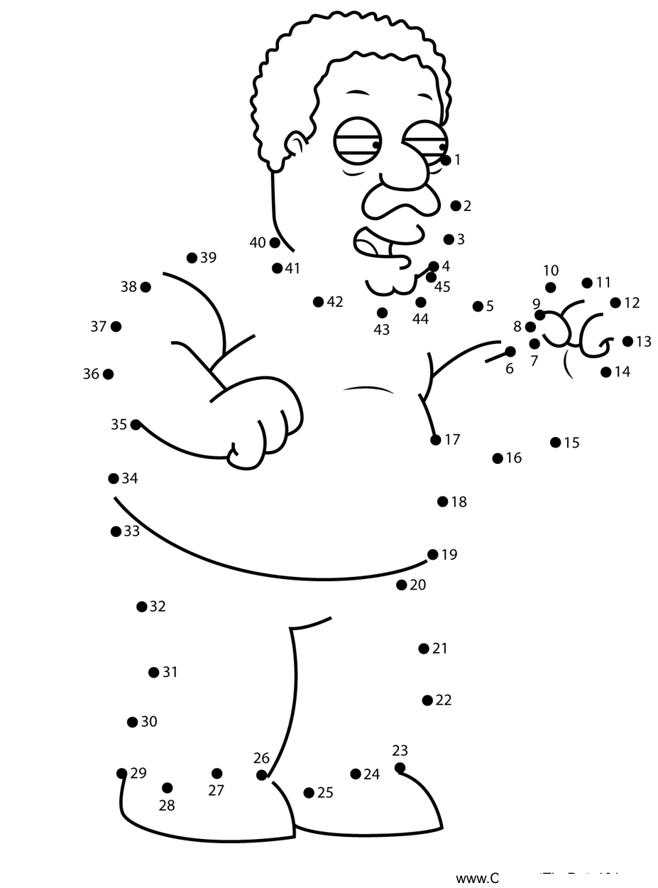 Cleveland-Brown-Family-Guy printable dot to dot worksheet