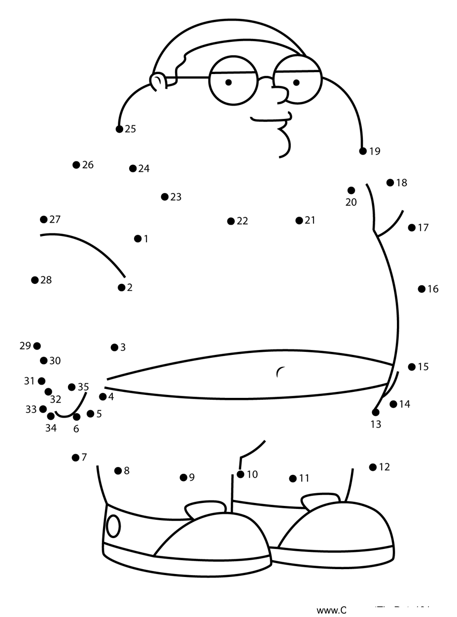 Cleveland-Brown-Jr-Family-Guy printable dot to dot worksheet