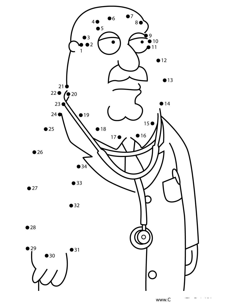 Dr-Hartman-Family-Guy printable dot to dot worksheet