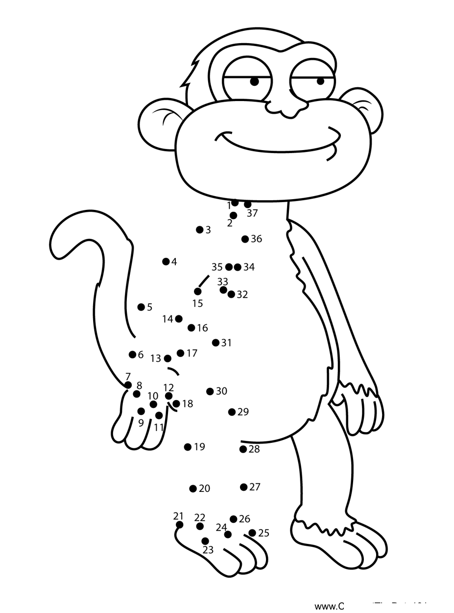 Finger-Monkey-Family-Guy printable dot to dot worksheet