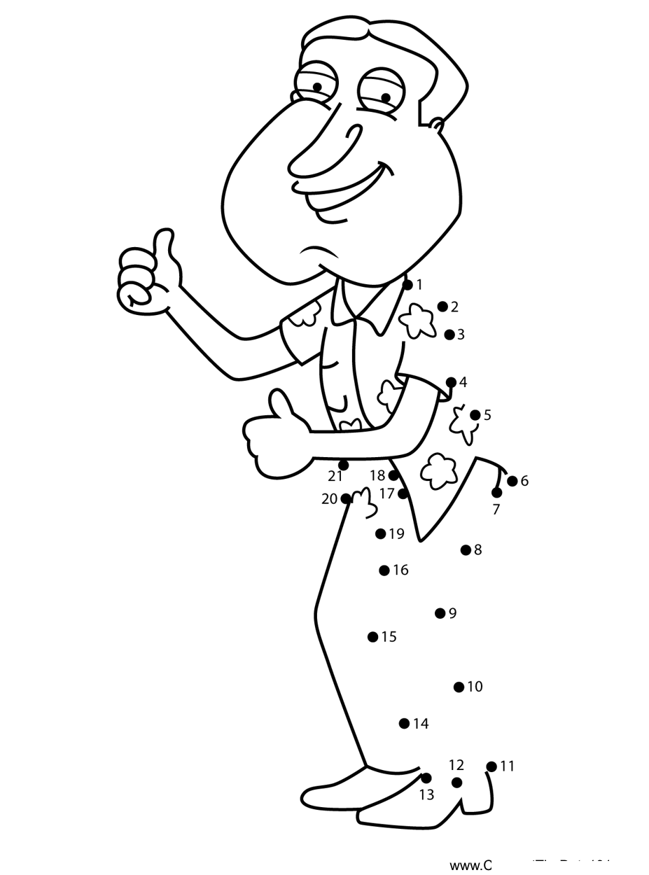 Glenn-Quagmire-Family-Guy printable dot to dot worksheet