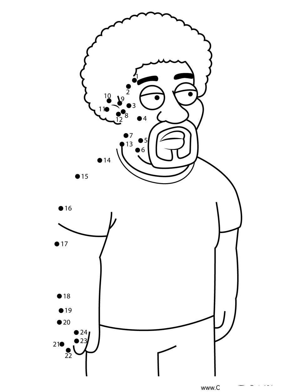 Jerome-Cool-J-Family-Guy printable dot to dot worksheet