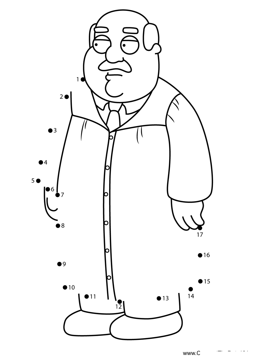 Judge-Blackman-Family-Guy printable dot to dot worksheet