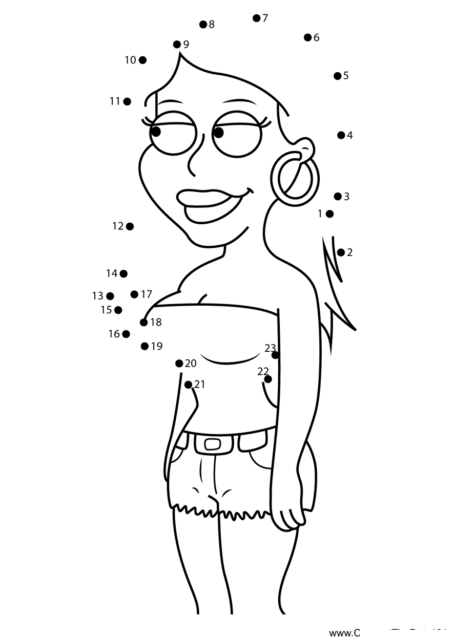 Kimi-Quagmire-Family-Guy printable dot to dot worksheet