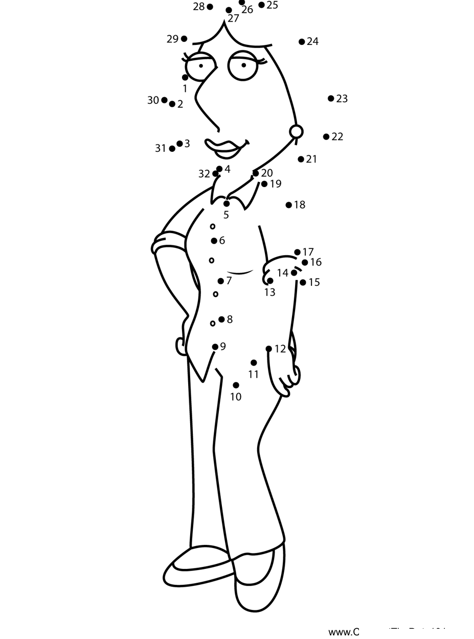 Lois-Griffin-Family-Guy printable dot to dot worksheet