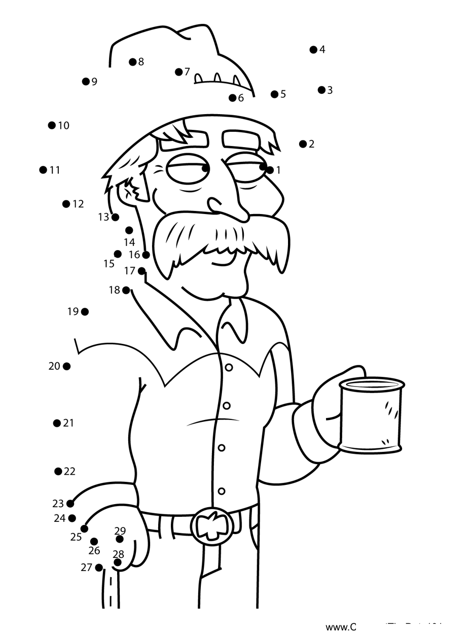 Mayor-Wild-West-Family-Guy dot to dot worksheets