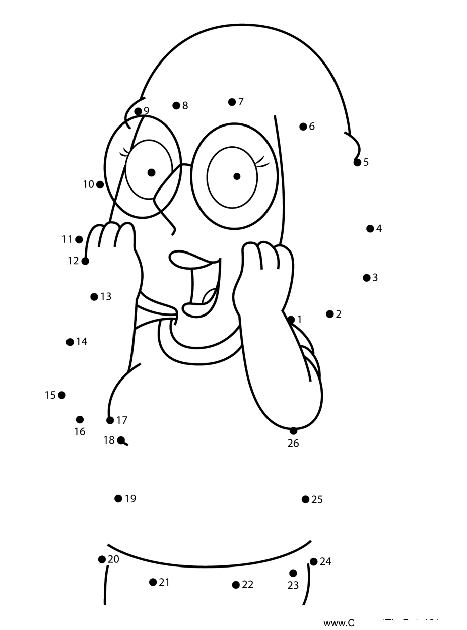 Meg-Griffin-Happy-Family-Guy dot to dot worksheets