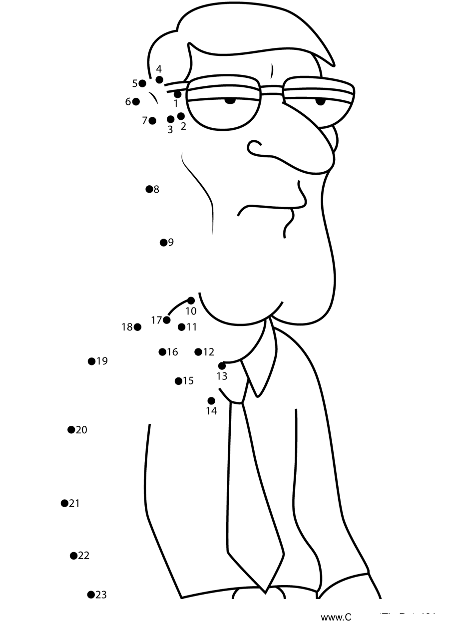 Mr-Berler-Family-Guy printable dot to dot worksheet