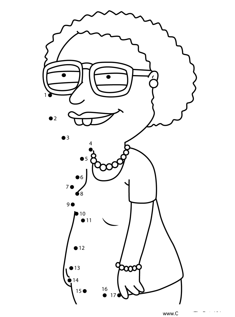 Muriel-Goldman-Family-Guy printable dot to dot worksheet