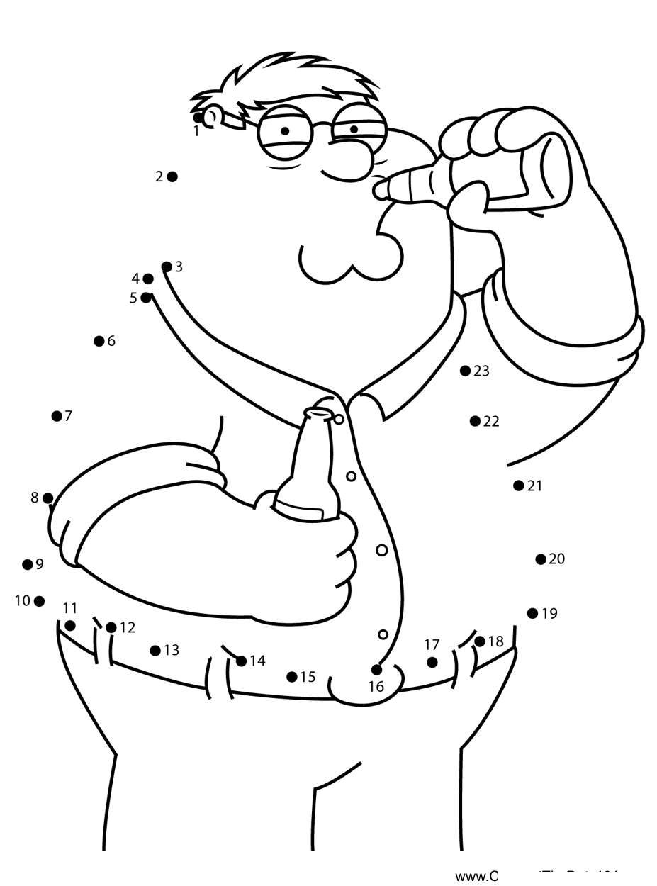 Peter-Griffin-Drinking-Family-Guy printable dot to dot worksheet