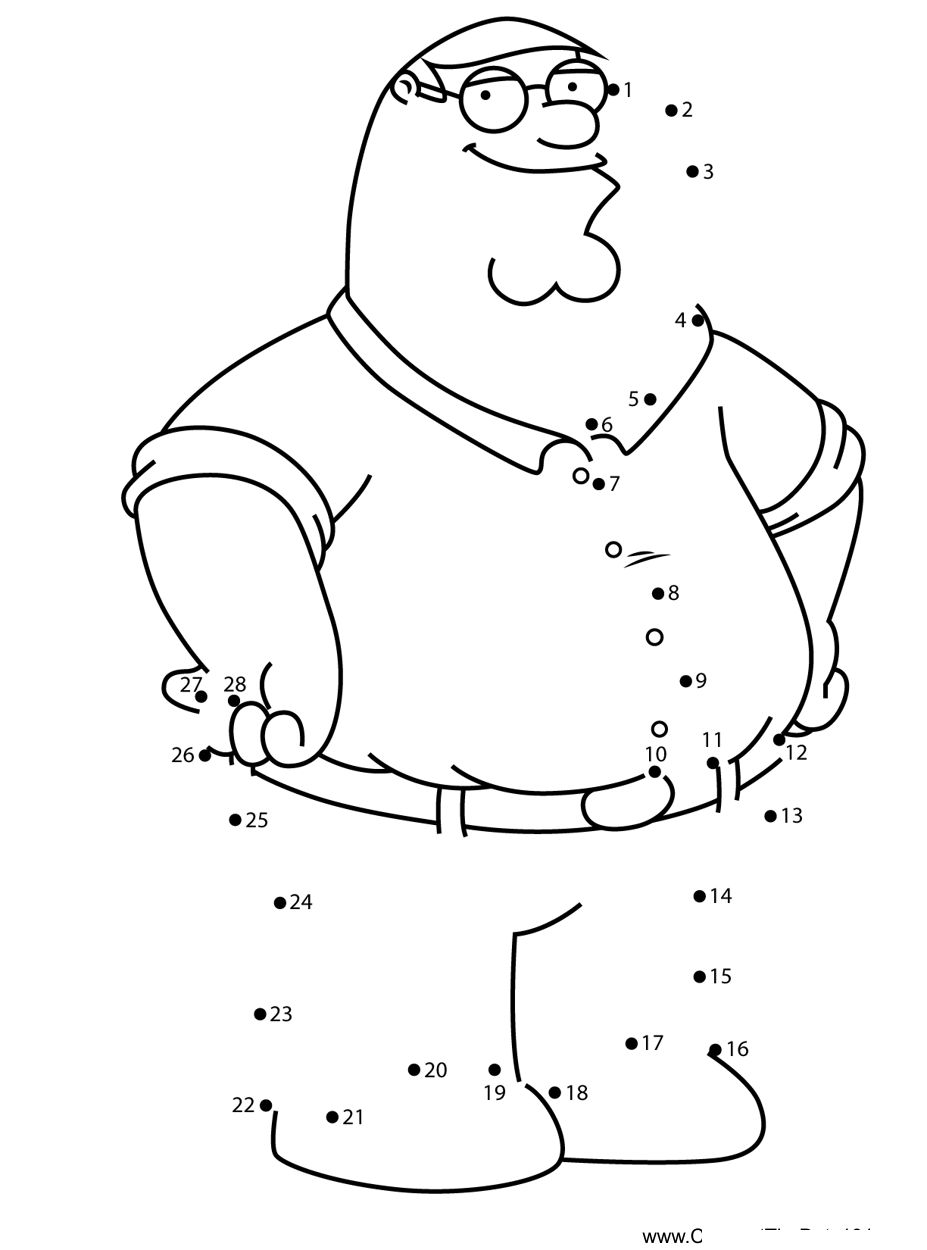 Peter-Griffin-Family-Guy dot to dot worksheets