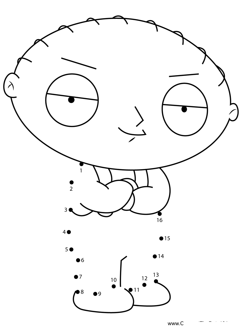 Stewie-Griffin-Family-Guy printable dot to dot worksheet