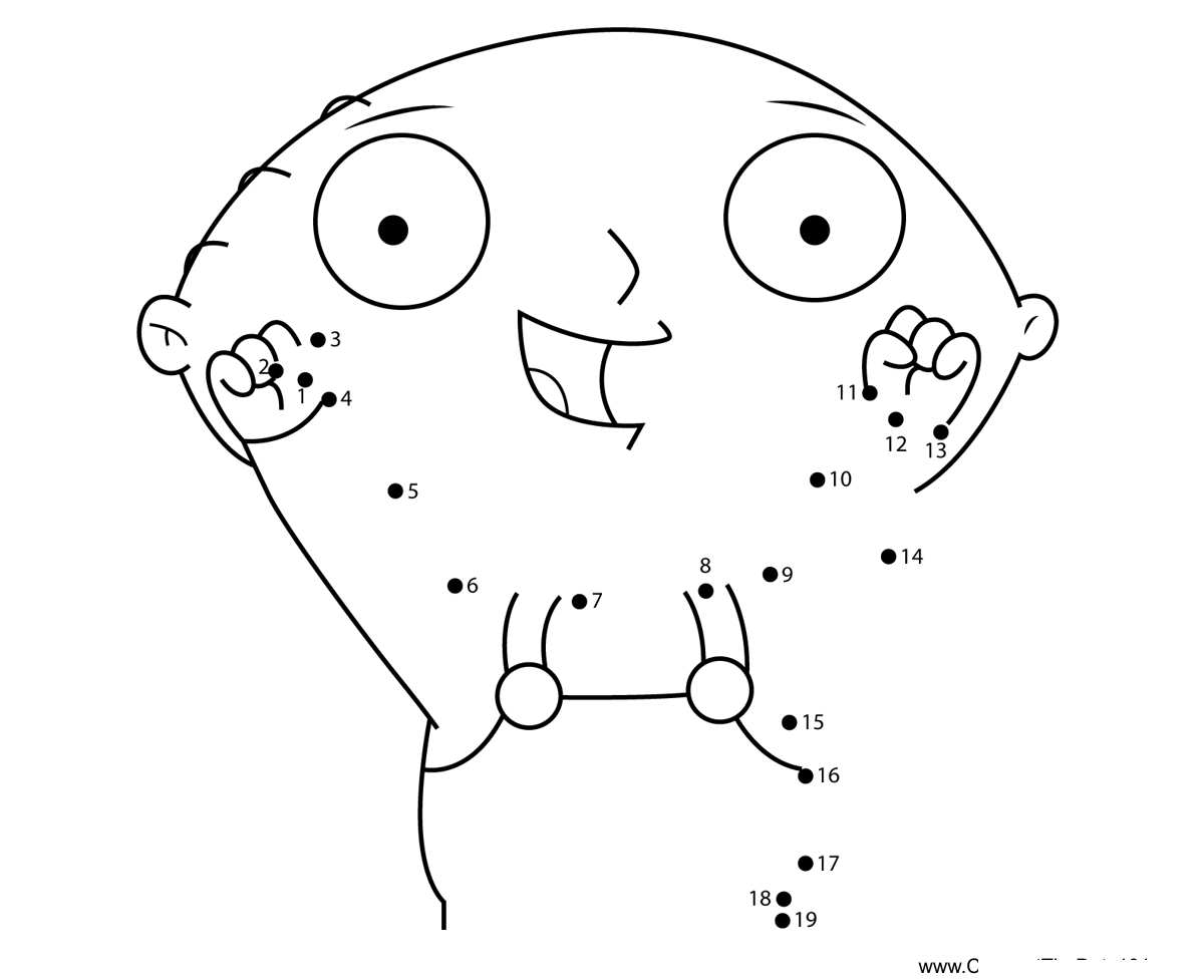 Stewie-Griffin-Happy-Family-Guy dot to dot worksheets