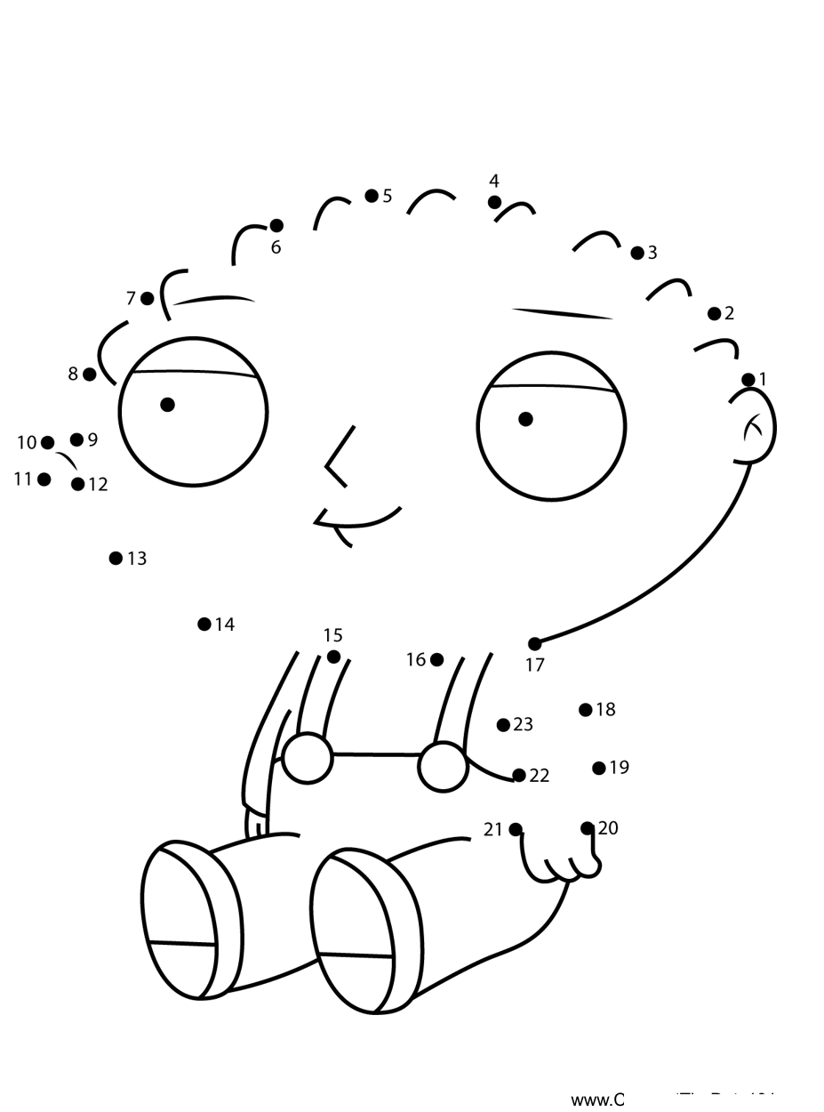 Stewie-Griffin-Sitting-Family-Guy printable dot to dot worksheet