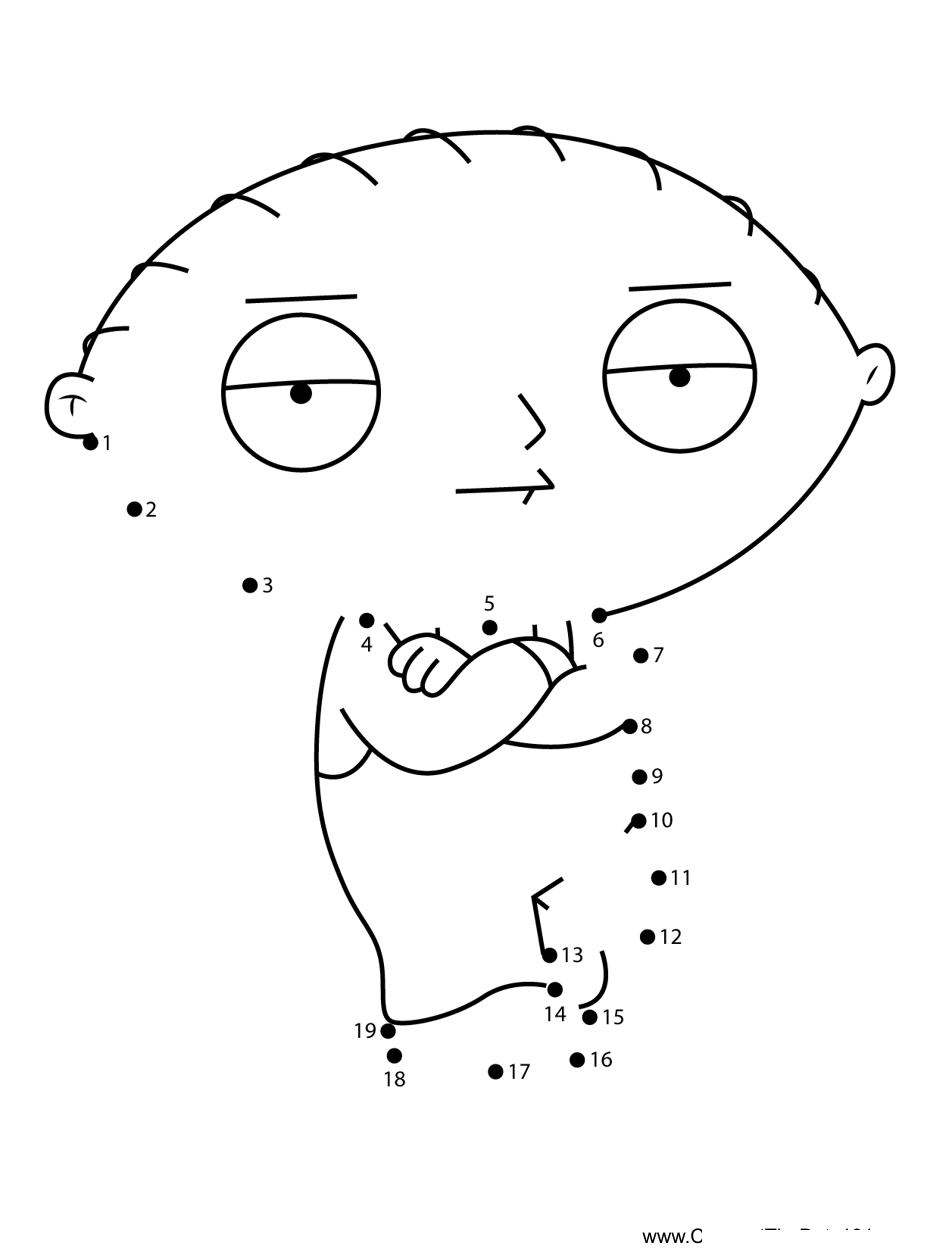 Stewie-Griffin-Waiting-Family-Guy printable dot to dot worksheet