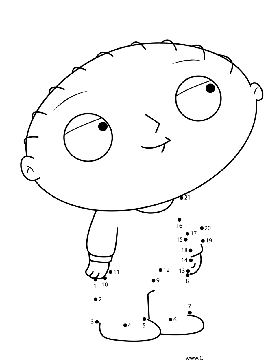 Stewie-Griffin-Wearing-Casuals-Family-Guy printable dot to dot worksheet