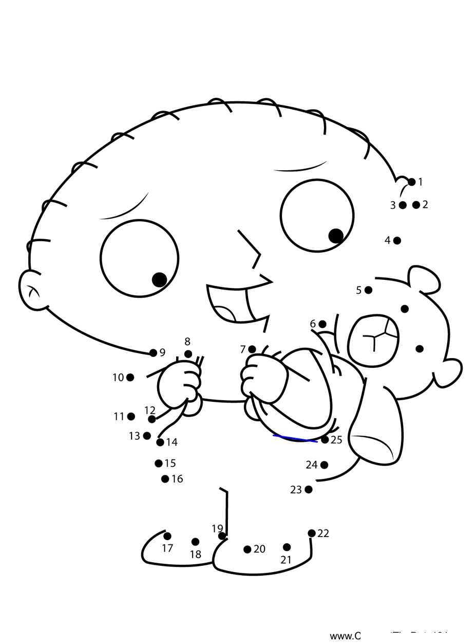 Stewie-Griffin-With-Rupert-Family-Guy printable dot to dot worksheet