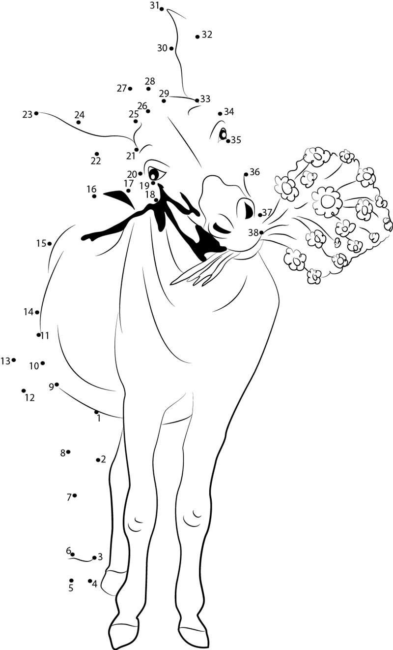 Happy Donkey dot to dot worksheets